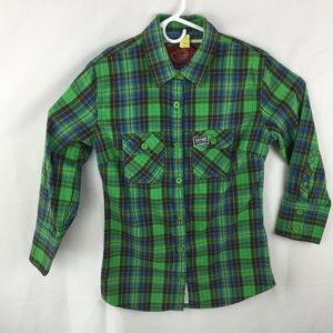 Women’s Superdry Green Flannel Long Sleeve Shirt